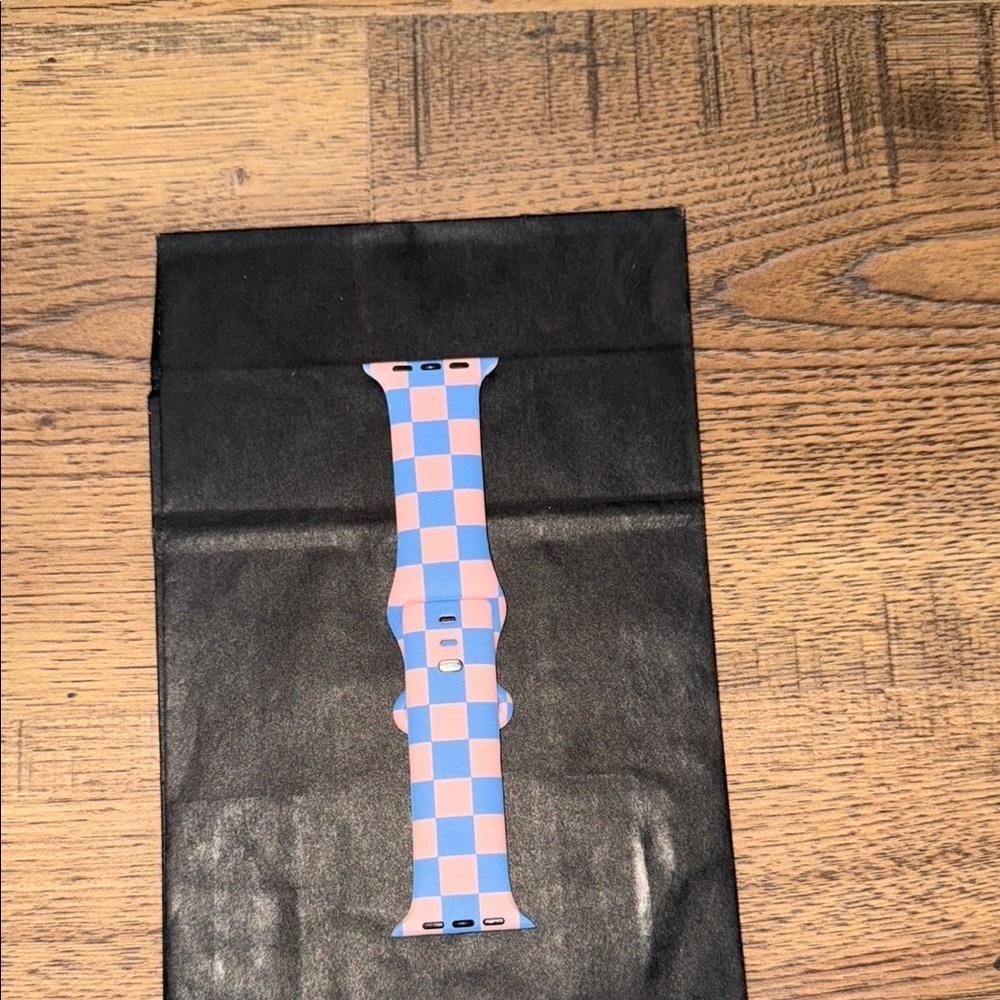 Checkered Pink and Blue Watch Band